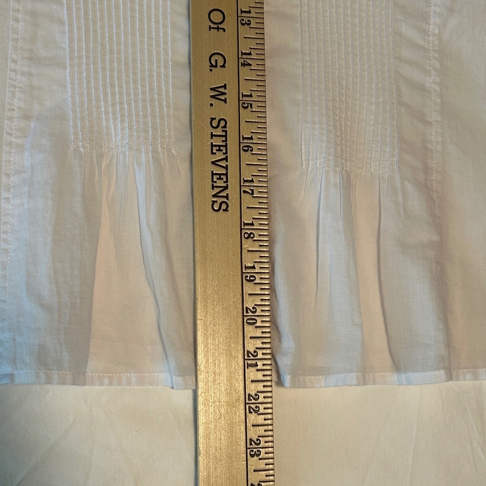 Sundance White Cotton Long Sleeve Button‎ Front Blouse Ruffle Trim Size 12 - Picture 13 of 15